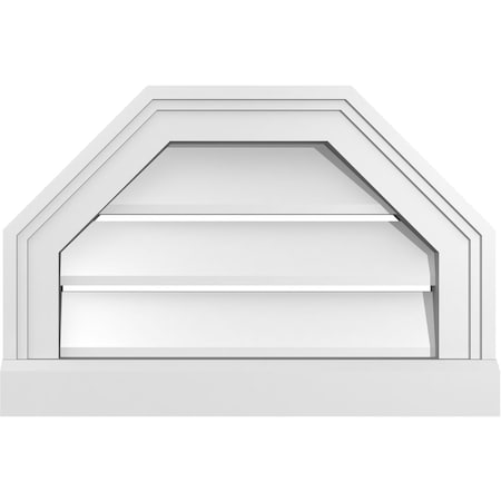 Ekena Millwork Octagonal Top Surface Mount PVC Gable Vent w/ 2"W x 2"P Brickmould Sill Frame, 18"W x 12"H GVPOT18X1203SF